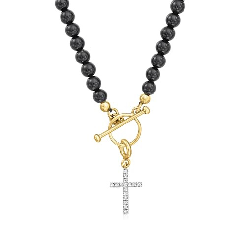 Ross-Simons 0.10 ct. t.w. Diamond Cross Charm in 18kt Gold Over Sterling3