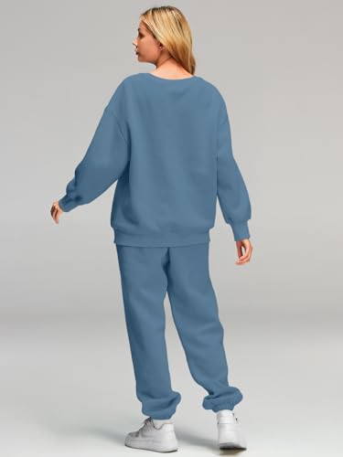 AUTOMET Womens 2 Piece Outfits Sweatsuit Oversized Sweatshirt Lounge Sets Baggy Sweatpants Fall Fashion with Pockets