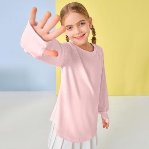 Girls Long Sleeve Oversized Tops with Thumb Holes Loose Soft Shirts Blouse Teen Kids Crew Neck Casual Tees Clothes3