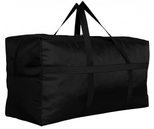 DoYiKe Extra Large Storage Duffle Bag with Zippers and Handles, Black Big Foldable Duffle Bag for Travel-130L