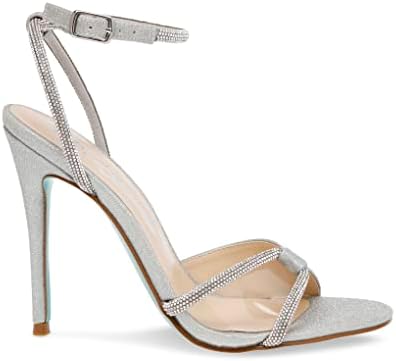 Betsey Johnson Women's Vera Heeled Sandal, Silver, 9 | Image 1