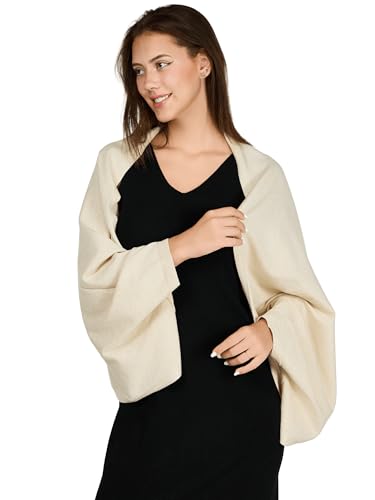 VENVSBEE Shawl Wraps For Women Soft Cashmere Feel Wrap Sweater Knitted Shawl Scarf With Sleeves2