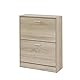 Baroni Home Platzsparender Schuhschrank aus Melamin-Holz für den Eingangsbereich, 12 Paar Schuhe mit 2 Klapptüren und dopplter Tiefe 24x63x81 cm