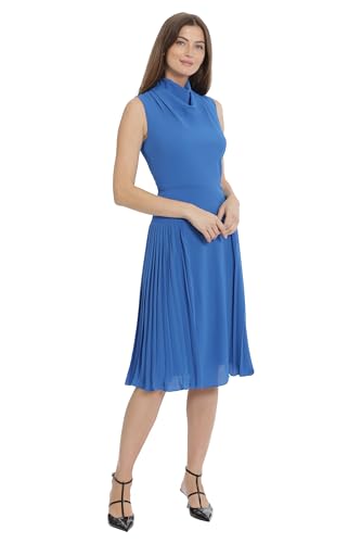 Maggy London Womens Sleeveless Cowl Neck Dress with Fluted Skirt Office Workwear3