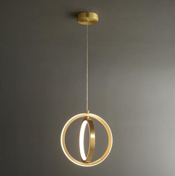 Image of Modern LED Ring Pendant Hanging Light with 3 Color Changing (White /Warm /Natural White) - Adjustable Hanging Ceiling Light for Bedroom, Living Room & Dining Etc