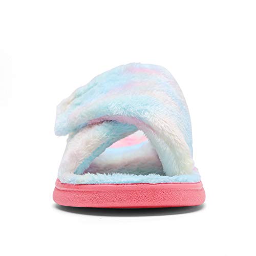 Image of SOLLBEAM Fuzzy House Slippers With Arch Support Orthotic Heel Cup Sandals For Women