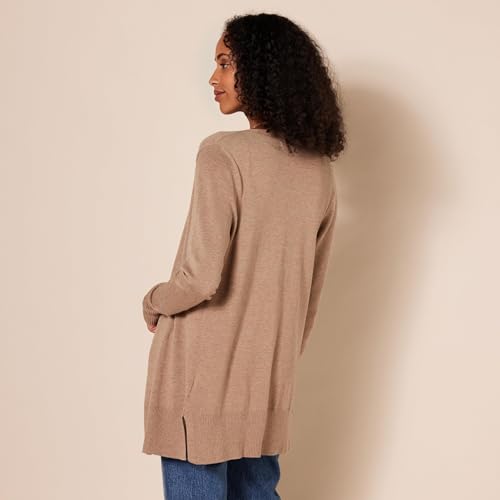 Image of Amazon Essentials Women's Lightweight Open-Front Cardigan Sweater (Available in Plus Size), Camel Heather, 6X (Pack of 2)