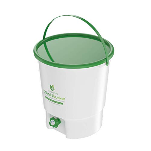 Image of BIO Drops Bokashi Bucket Indoor Composter 30L White & Green | No Foul Smell, No Worms, No Flies | Kitchen Waste Compost Bin | Advanced Japanese Bokashi Technology