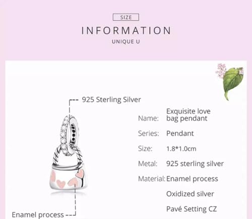 Abalorio de bolso de moda plata de ley 925 para pulsera 6