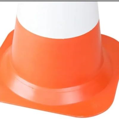 Cone de Sinalização 50 CM Branco Com Laranja - Plastcor