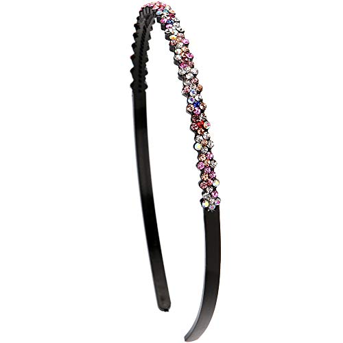 LONEEDY 4 Pack Fashion Rhinestone and Crystal Hard Headbands, Non-slip Teeth Hairband for Women