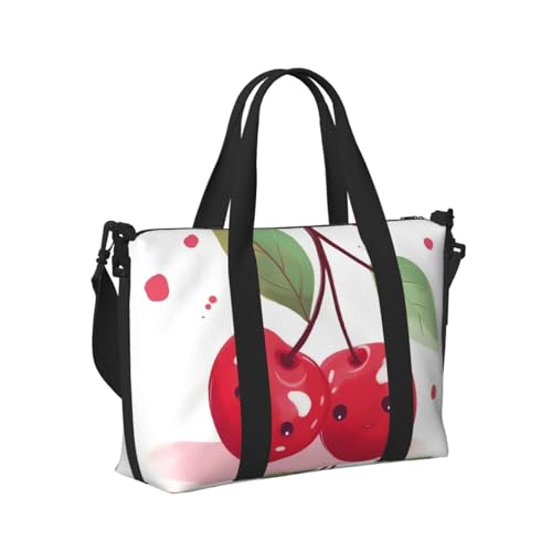 Travel Duffel Bag for Men Gym Bag, Cute Cherry Luggage Bag with Shoulder Strap, Large Gym Tote Bag for Women, Weekender Overnight Bag, Foldable Carry on Bag for Airplane2