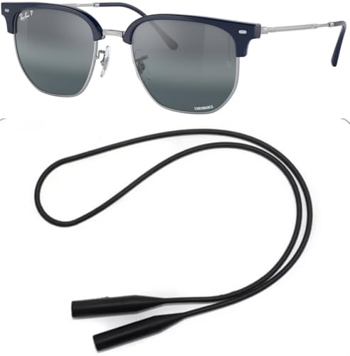 Ray-Ban RB4416 Sunglasses Bundle: RB 4416 NEW CLUBMASTER 6656G6 New Clubmaster Blue On Silver and Universal Anti-slip Silicone Leash2