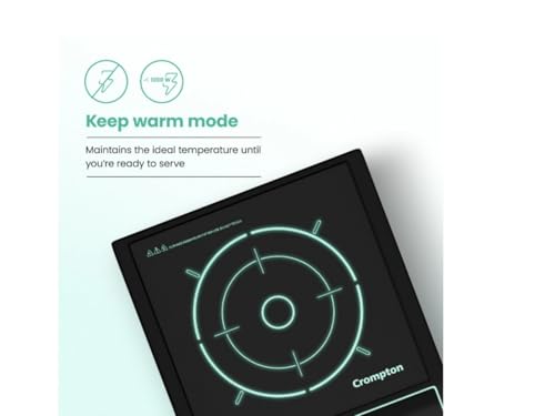 Image of Crompton Instaserve 1200W Induction Cooktop with 11 Feather Touch Buttons | 8 Pre-Set Cook Menus | Overvoltage Protection | Energy Efficient Electric Cooker for Kitchen