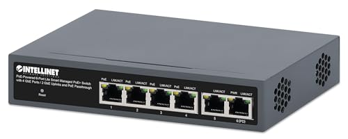 Intellinet PoE Powered 6 Port Managed Gigabit Ethernet Switch con Passthrough PoE - 2 Puertos Uplink Gb, Presupuesto de Potencia 60W vía AC o PoE PD, 30W por Puerto, Gestión Inteligente, Garantía 3 Años miniatura 1