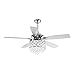Ventilateur de plafond avec lampe et télécommande Ventilateur de plafond moderne en cristal avec 5 pales réversibles Ventilateur de plafond de 132 cm, 4 lumières non incluses