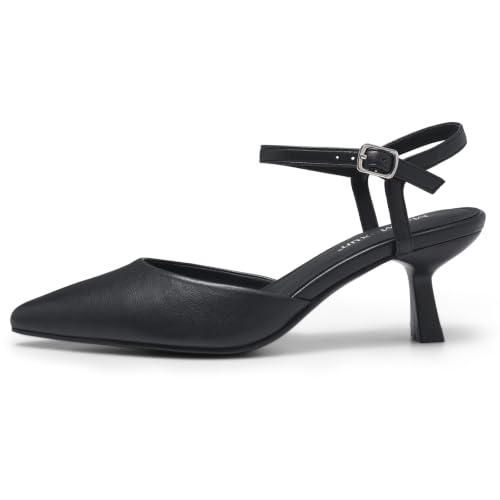Image of MaxMuxun Kitten Heels for Women Pointed Toe Pumps Ankle Strap Kitten Heels 2.7 Inch Wedding Party Dress Shoes