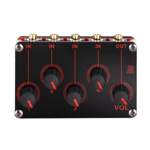 VENOAL Mezclador de línea de 4 canales, consola de mezcla de sonido analógica portátil, mezclador estéreo de la más alta calidad de sonido, USB DC5V, mini mezclador de potencia, fácil de instalar