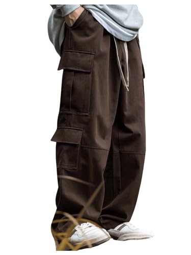 SOLY HUX Men's Baggy Cargo Pants Drawstring Straight Leg Streetwear Sweatpants with Pockets