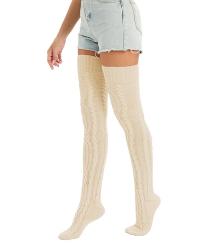 Image of Sexybody Women's Thigh High Socks Over the Knee Knit Socks, Winter Leg Warmers Stockings Knee High Tube Arctic Fleece