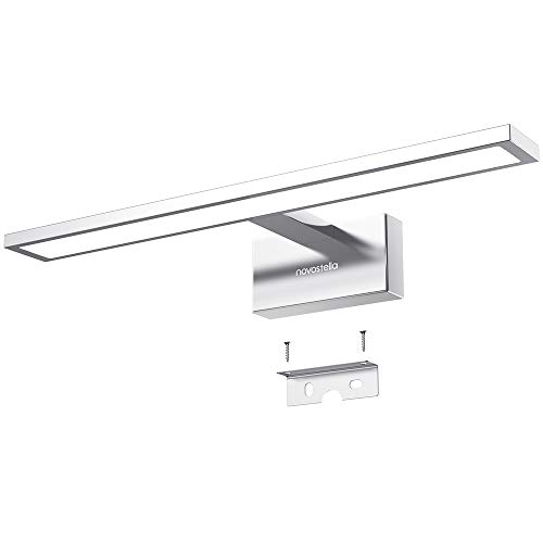 1200LM LED Espejo Baño, 15W Novostella 430 * 135 * 95mm Aplique Baño LED Lámpara Brillante de Espejo, Impermeable IP44 Luz Blanca Fría 6000K, Lámpara Moderna de Cuarto Pared, Voltaje Ancho 100-240V