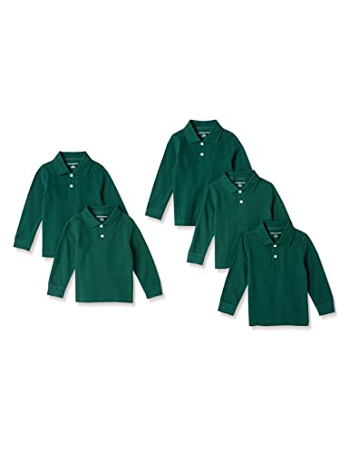 Image of Amazon Essentials Boys and Toddlers' Long-Sleeve Pique Polo Shirts for School Uniform, Multipacks