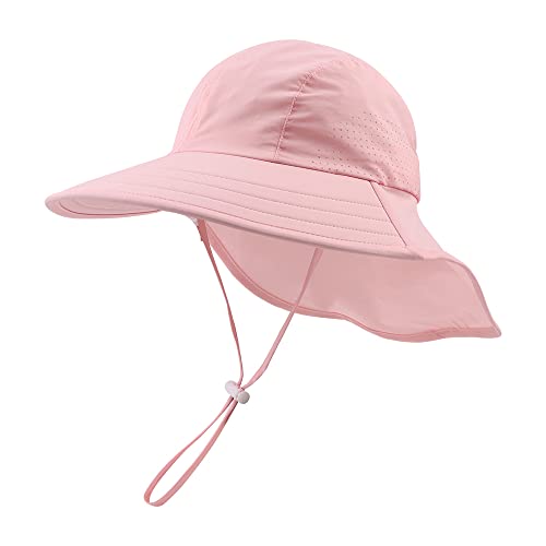 Toddler Summer Hat With Neck Flap Waterproof Kids Swim Hat Baby Uv Protection Sun Hats Beach Cap For Boys Girls (As1, Age, 3_Months, 12_Months, Pink) #TOP14
