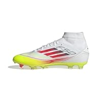 adidas Damen F50 League Mid Football Boots FG/MG Women Fußballschuhe, Cloud White/Lucid Red/Solar Yellow, 38 EU
