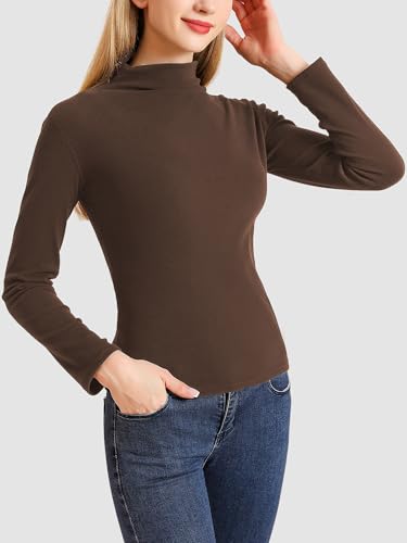 Women's Mock Turtleneck Shirt Long Sleeve Fitted Thermal Shirts Basic Layer Tops2