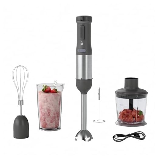 WHUTO Cordless Immersion Hand Blender, 5-in-1 Variable Speed blender handheld,Rechargeable with 2000mAh Battery, BPA-Free & Dishwasher-Safe Accessories:700ml Beaker,Chopper,Whisk & Milk Frother,Grey