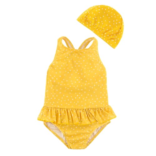 Maiô feminino com chapéu, roupa de banho infantil Rash Guard para...