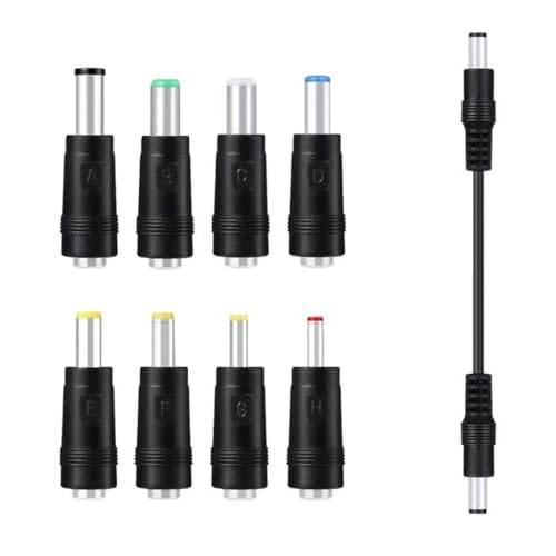 23cm DC5.5x2.1mm Male to Male Cord Power Cable with 8pcs Adapters for Speaker