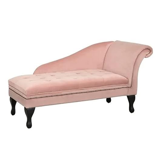 Image of Velvet Left Arm Chaise Lounge Storage Couch Luxury for Offices, Bedroom, Living Room (Pink)