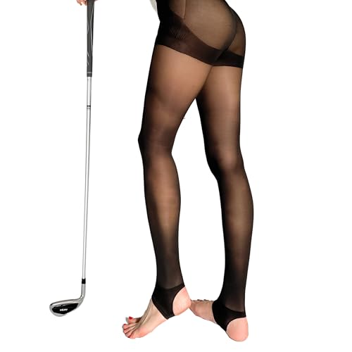 30D Golf Stocking Stirrup Sheer Pantyhose Tights for Women UV Protection Outdoor Sports Spring Summer Autumn (US, Alpha, One Size, Regular, Black)