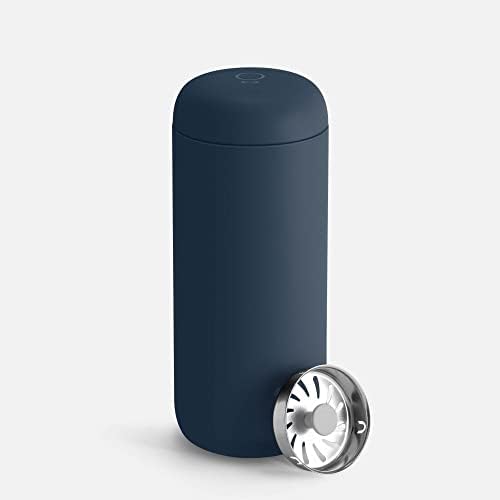 Fellow Carter Move Travel Mug - Vacuum-Insulated Stainless Steel Coffee and Tea Tumbler with Ceramic Interior and Splash Guard, Matte Black, 12 oz Cup