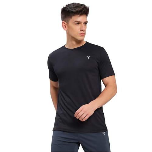 Image of TECHNOSPORT Men's Slim Fit Polyester Activewear Sports T-Shirt with Moisture-Wicking Comfort for Workout, Running & Gym