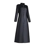 IMDAET Medieval Priest Costume for Adults Long Clergy Robes Clergy Costume Pastor Minister Coat for Halloween, Cosplay, Church Plays (Black, L)