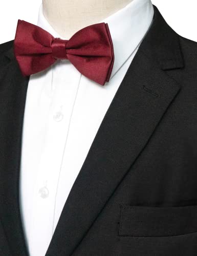 Image of JEMYGINS Solid Color Pre-tied Bow Tie Adjustable Bowtie for Men