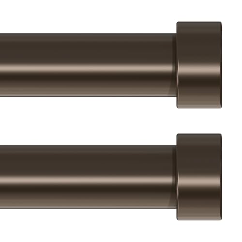 2 Pack Curtain Rods for Windows 18 to 45 Inch(1.5-3.75 Feet),Bronze 1'' Diameter Drapery Rods with End Cap Style Design,Modern Adjustable Heavy Duty Curtain Rod,Size:18''-45''
