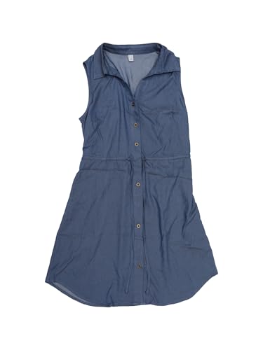 Image of Allegra K Women's Chambray Dress Sleeveless Button Down Jean Denim Shirt Dresses