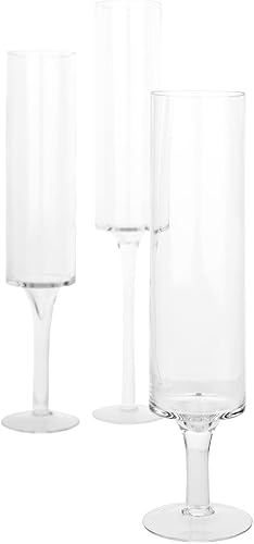 Miniatura 7 de Koyal Wholesale Tall Skinny Floating Candle Holders, Modern Raised Slim Glass Hurricane Pedestal Candles Holder for Weddings, Centerpieces, Home