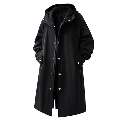 Celanisai Manteau de pluie pour homme - Imperméable - Long - Trench - Léger et chaud - Veste de mi-saison - Avec poches - Couleur unie - Coupe ample - Trench...