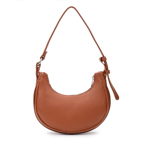 Image of K London Women's Vegan Leather Half Moon Bag | Stylish Black Shoulder Hobo | Compact Baguette Purse for Office, Casual, Party & Travel Use