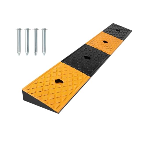Rampa de bordillo de caucho, rampas de carga pesada para bordillos, para entrada de garaje y aceras, 100 x 15 x 5 cm, rampa inclinada para automóviles, rampas bajas para coches, para muelles de carga y almacenes miniatura 1