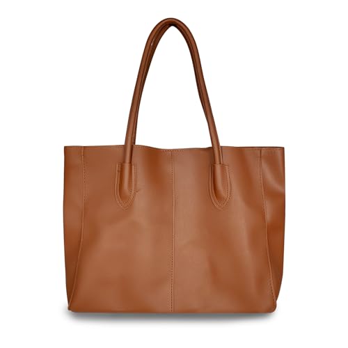 FuninCrea Damen Handtasche Groß Leder Shopper Tote Bag Wasserdicht Schultertasche Umhängetasche für Arbeit Einkaufen Reisen