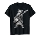 Bass Guitar Cat Retro Bassist Cat Vintage Music T-Shirt