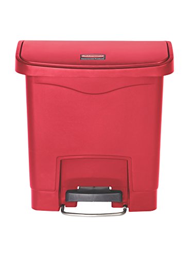 Image of Rubbermaid Commercial Products Streamline Slim Step-On Plastic Trash Can, 4 Gallon, Red, Hands-Free Garbage Can for Medical Waste in Hospitals /Lab /Emergency /Patient Rooms