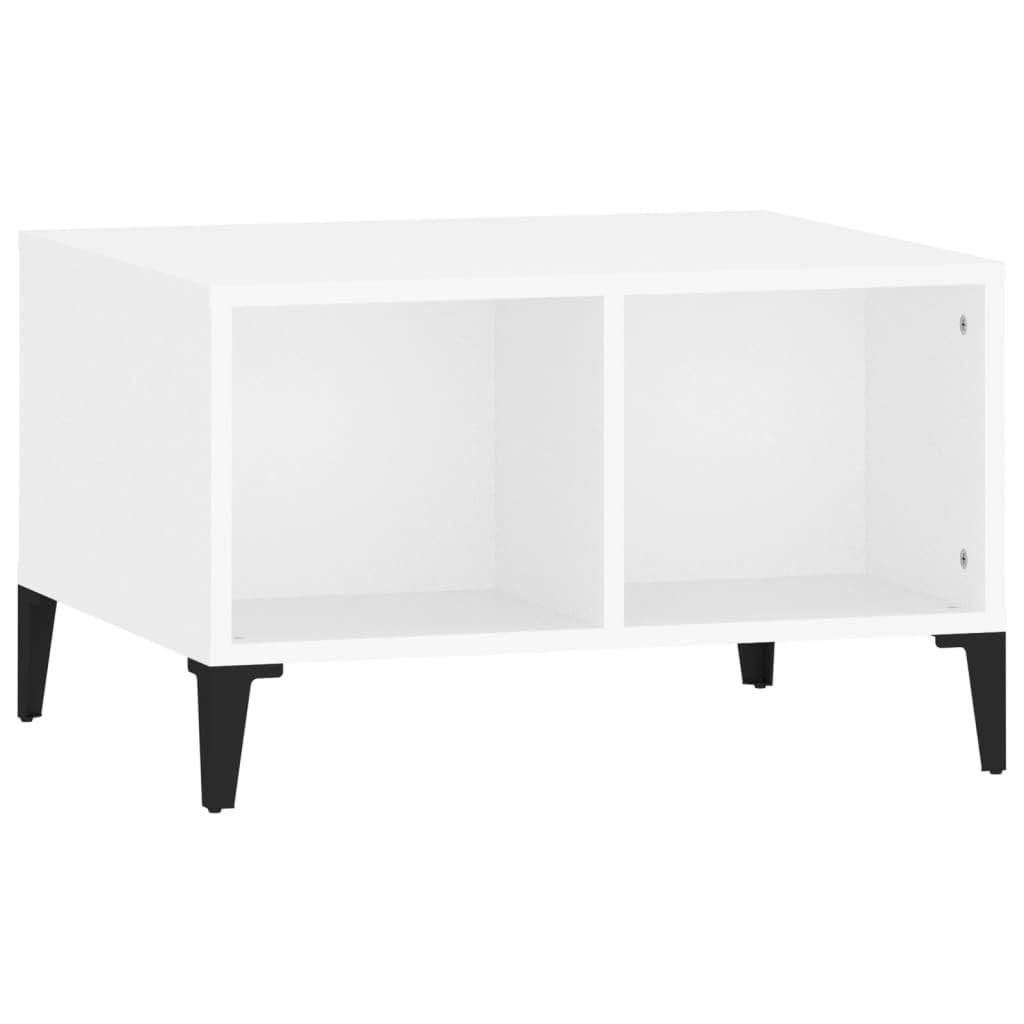 Table Basse Blanc avec 2 Compartiments Ouverts pour Rangement de Salon