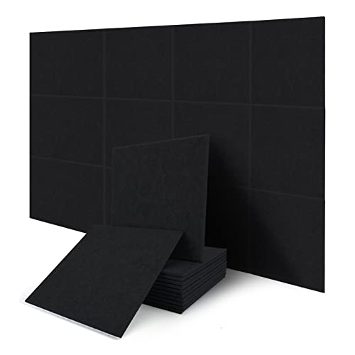 12 piezas 30x30 x0,9 cm paneles acústicos de espuma de estudio, Yideng tratamiento acústico de estudio, espuma hexagonal de aislamiento acústico para estudios de grabación/oficinas (Cuadrado-Negro) Cover