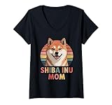 Photo Gallery donna retro shiba inu mom maglietta con collo a v Photo Gallery donna retro shiba inu mom maglietta con collo a v